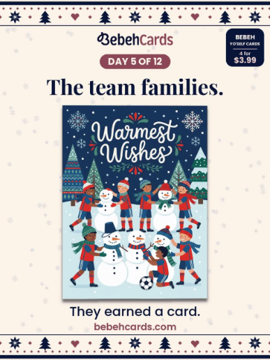 Day 5 of 12: The team families. They earned a card.