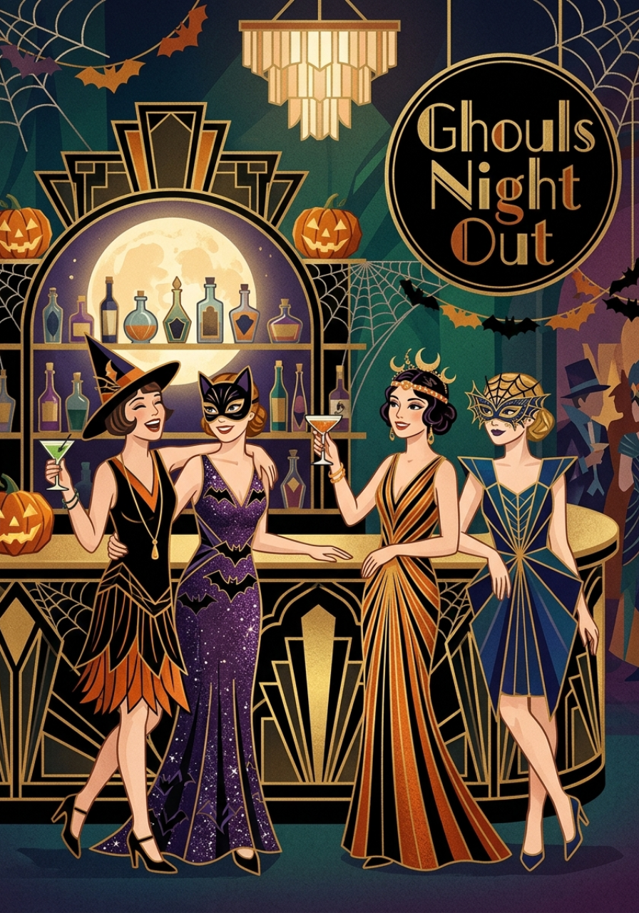 Personalized greeting card in an elegant art deco style