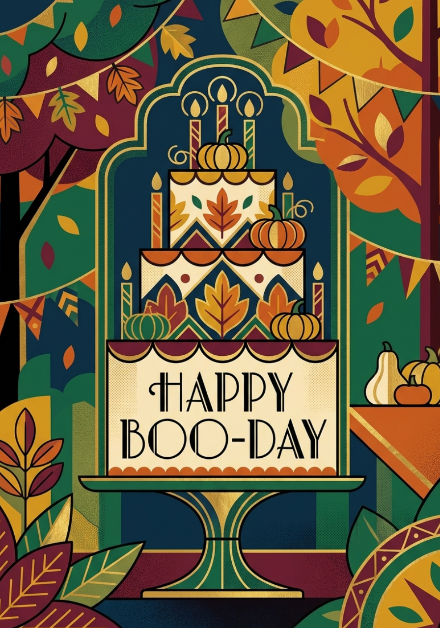 Personalized greeting card in an elegant art deco style