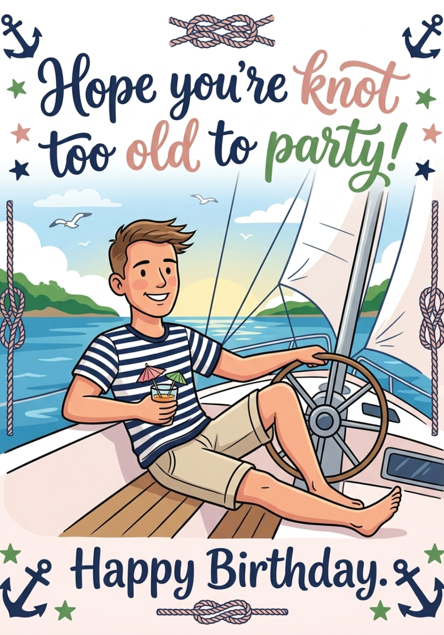 Personalized greeting card in a lighthearted cartoon style