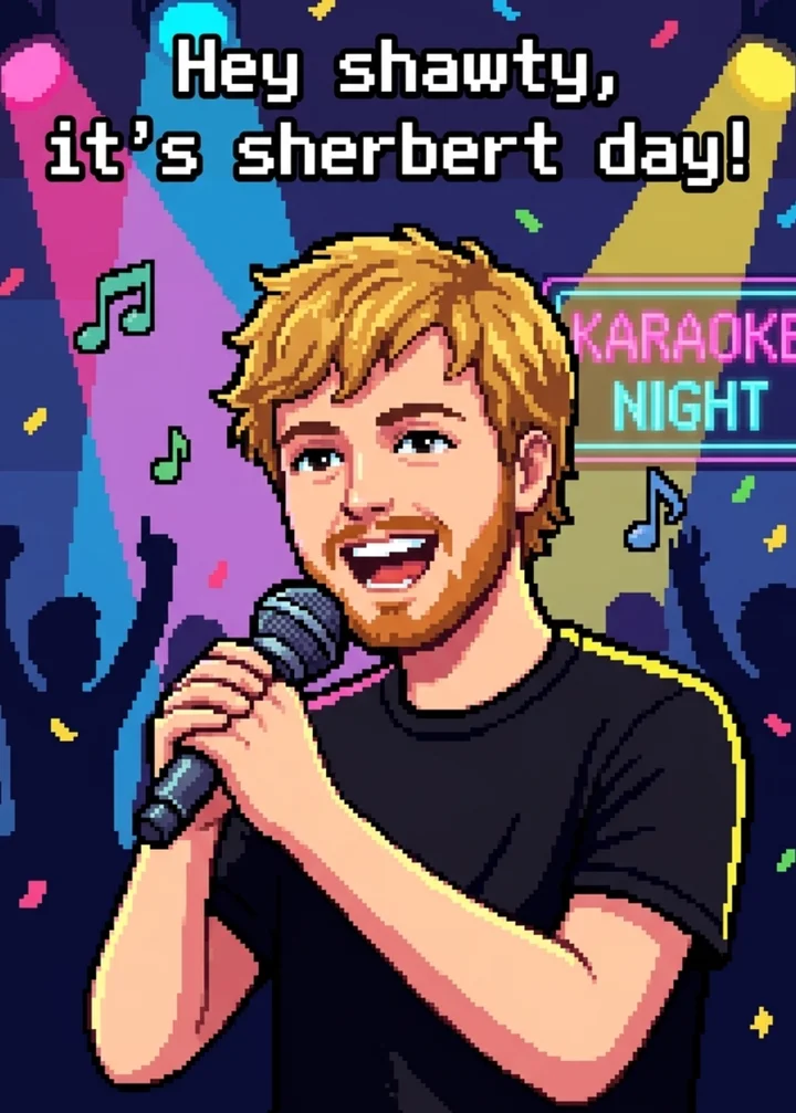 Pixelated karaoke birthday card for a best friend