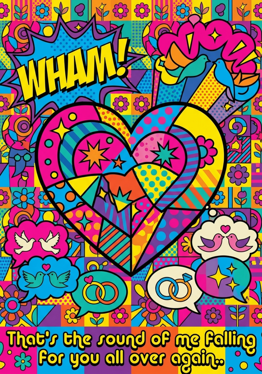 Personalized greeting card in a bold pop art style
