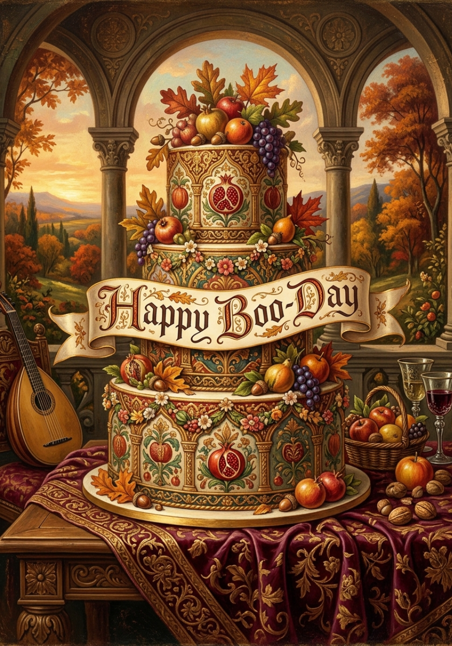 Personalized greeting card in a classic Renaissance style