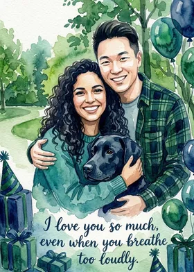 Watercolor style personalized card example