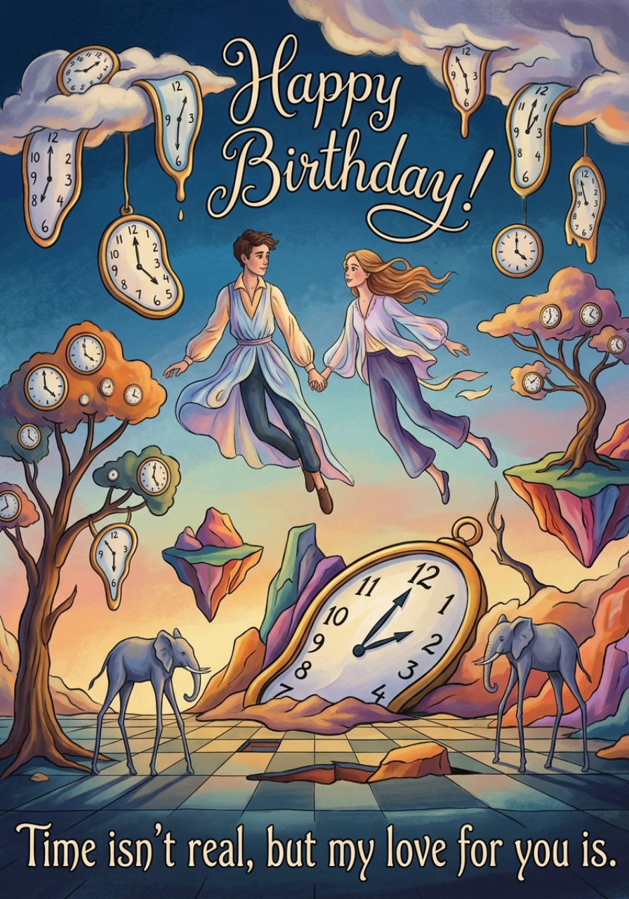 Personalized greeting card in a playful surreal style